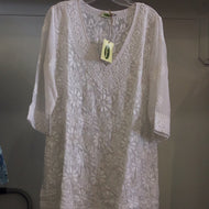 Francoise Kurta Tunic In Embroidered White by Dolma