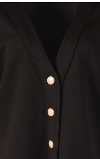 Butter Modal Pearl Button Down Cardigan (Hallie/70339) in Black by P Cill