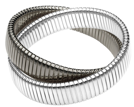 Double Cobra Bracelet in Rhodium and Gunmetal by Janis Savitt