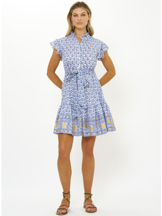 Ruffle Collar Button Mini in Veranda Blue by Oliphant