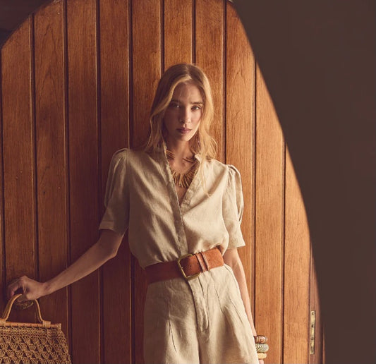 Athena Linen Shirt in Natural by LANHTROPY