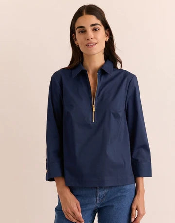 Alessa 3/4 Sleeve Shirt in Navy by Hinson Wu