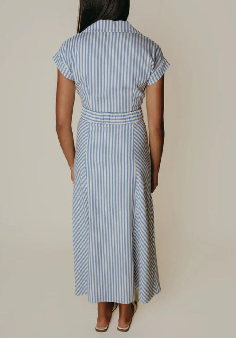 Aly Dress in Blue Stripe by La Roque