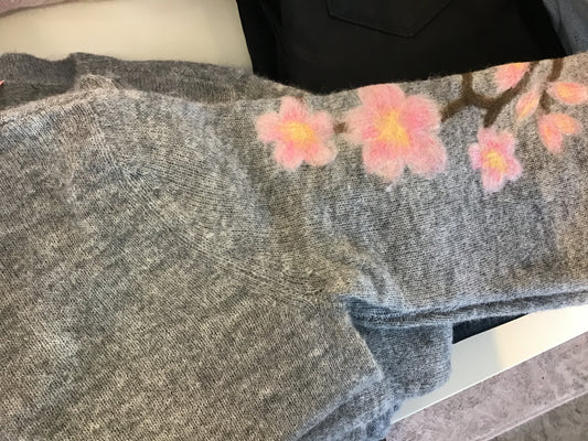 Cherry Blossom Grey Sweater by Saccharine