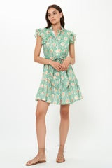 Ruffle Collar Button Mini in Mughal Green by Oliphant