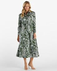 Kitty Stretch Poplin Dress in Wild Paisley Navy Loden by Jude Connally