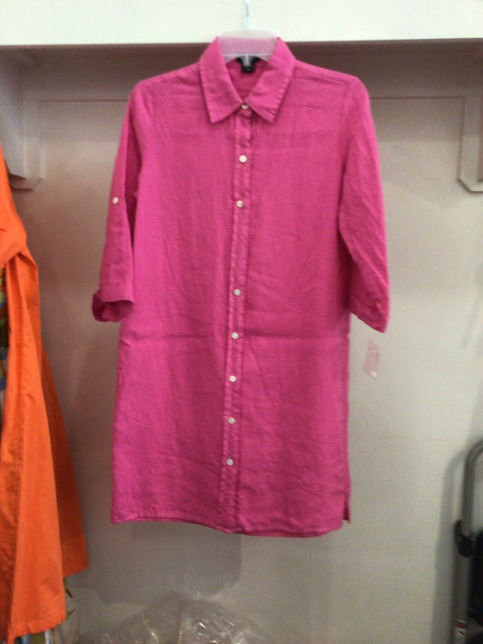 Linen Button Down Dress in Pink by Pure Amici