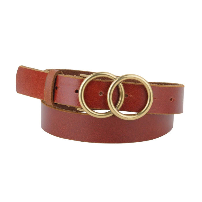 Double Circle Buckle Belt in Tan by Most Wanted, Inc