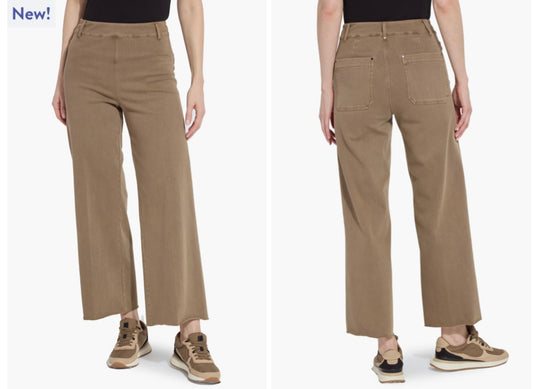 Erin Hi Waist Wide Leg Denim (3209) in Antiqued Wash Smoked Olive by Lysse