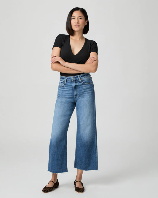 Anessa Petite Ankle Wide Leg in Rock Show Distressed by Paige