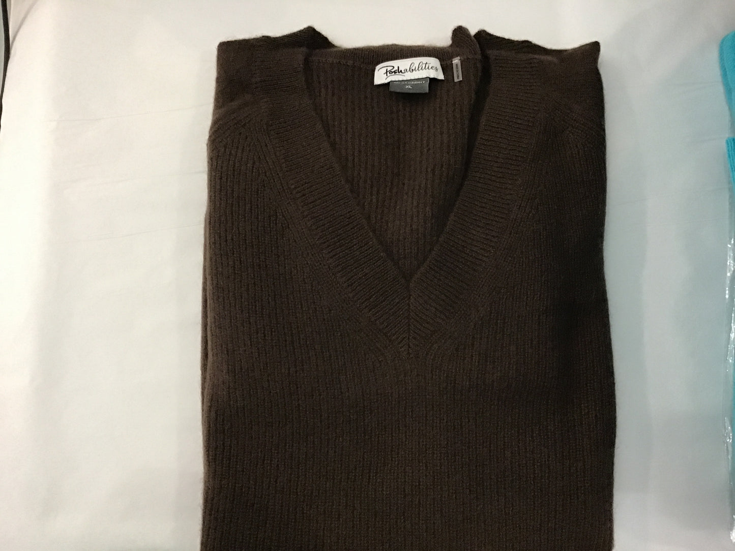 100% Cashmere V-Neck Shaker Sweater in Coffee by Pure Amici
