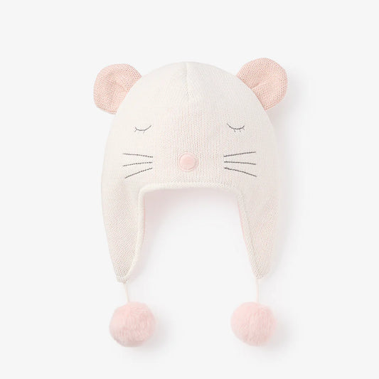 Whisper White Mouse Aviator Hat by Elegant Baby