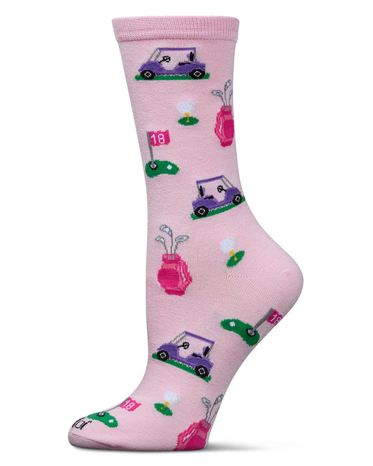 Tee Time Bamboo Crew Socks in Crystal Rose by MeMoi