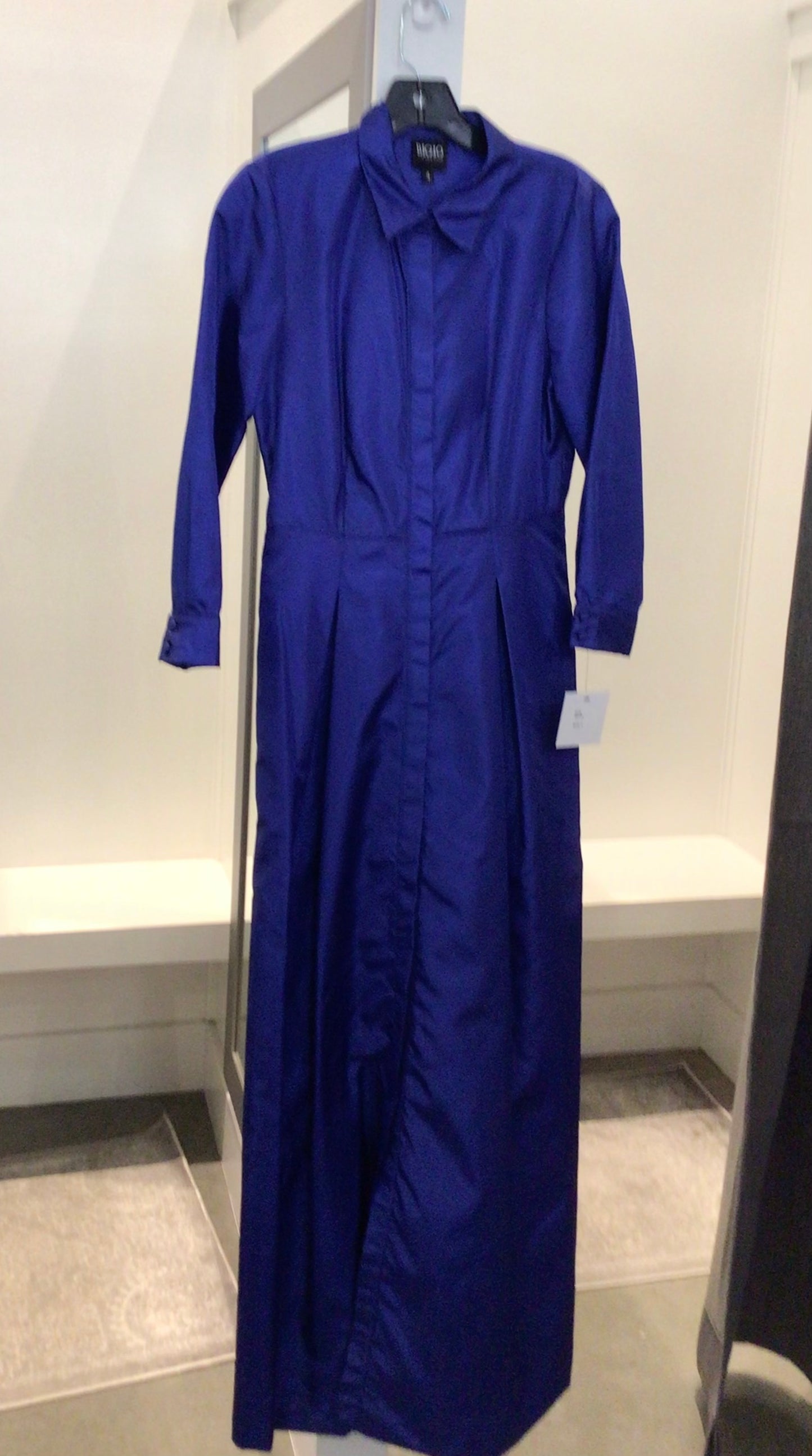 Long Tafetta Shirt Dress in Royal Blue by Bigio