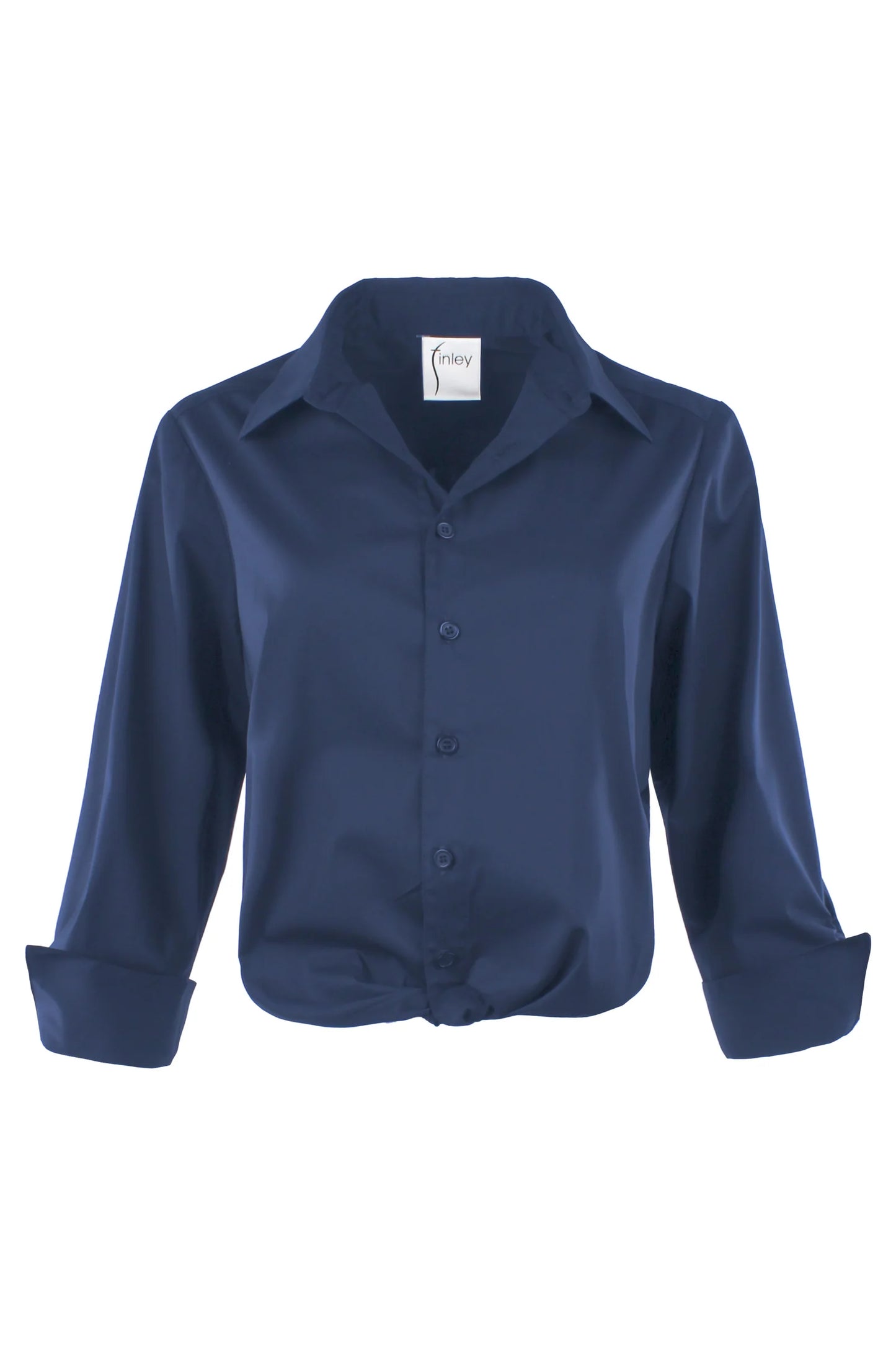 Sloane Shirt Silky Poplin in Navy by Finley