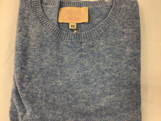 Crewneck Cashmere Sweater in Blue Sky by Rose and Crown