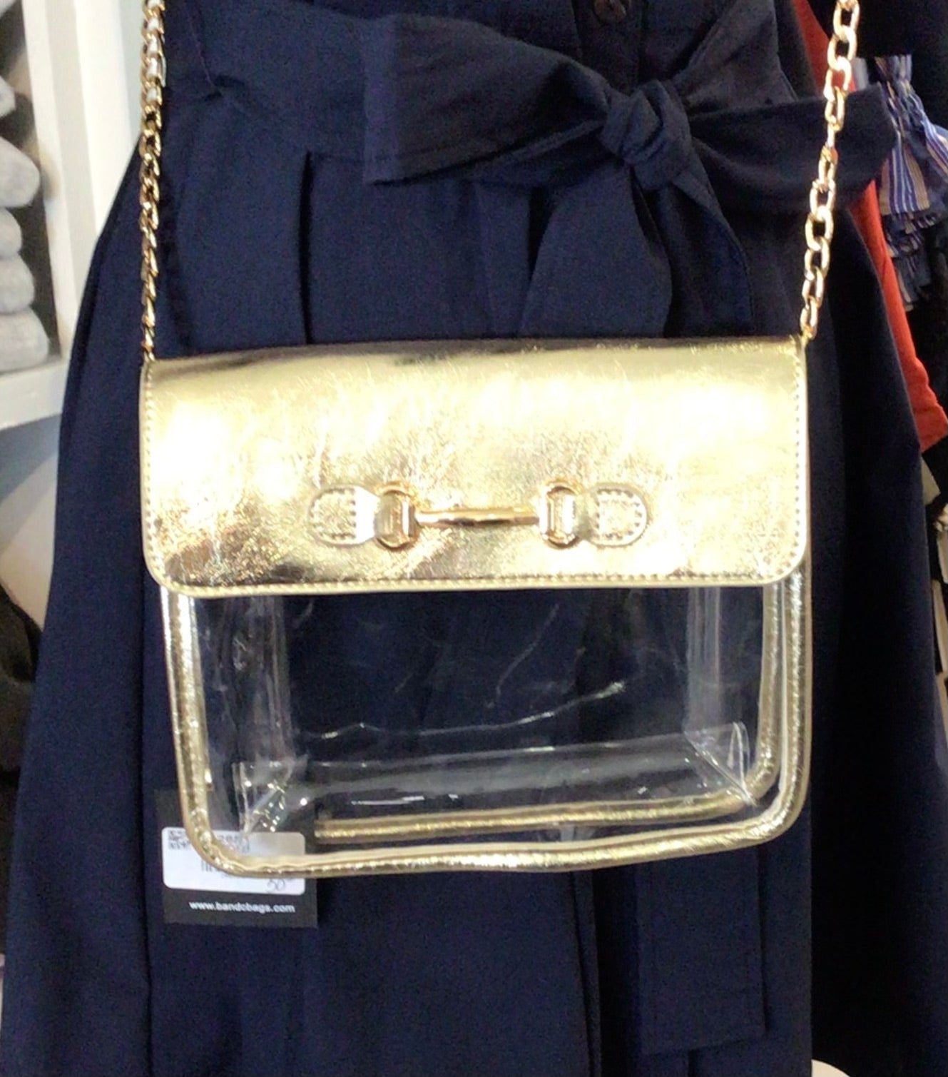Clear Plastic Purse with Gold Accents by BC Bags