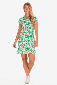 Short Sleeve Kit Collared Dress in Green Garden by Duffield Lane