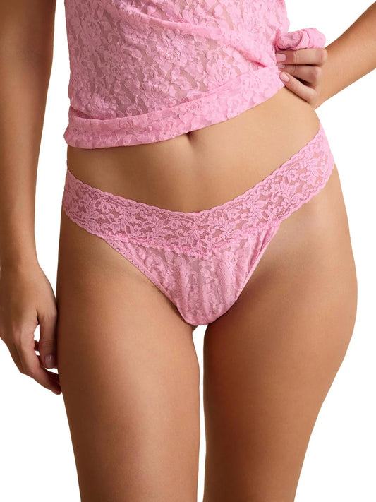 Signature Lace® Original Rise Thong Strawberry Lemonade Pink by Hanky Panky