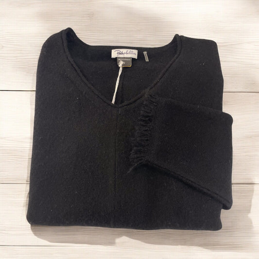 Exclusive Ribbed Cuffed Cashmere Sweater in Black by J Society