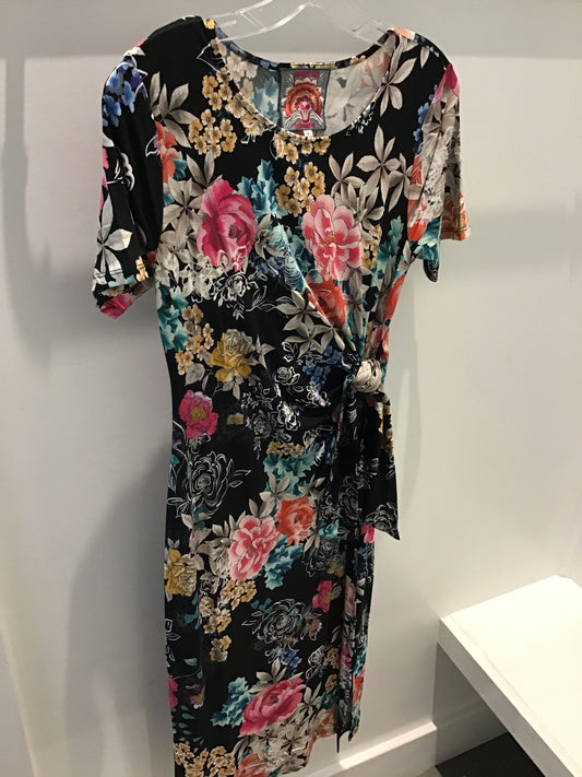 The Janie Favorite Side Tie Knit Dress in Lavilla Black by Johnny Was
