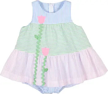 Seersucker Romper with Tulips by Florence Eiseman
