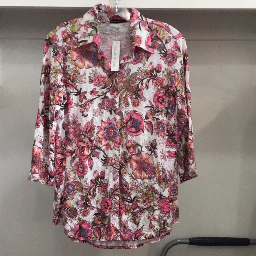 Crushed Shirt in Pink Floral by David Cline