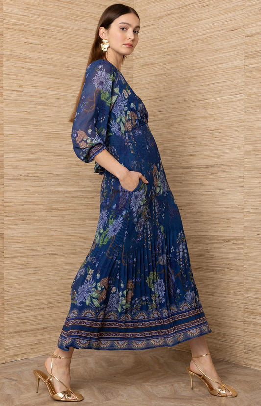 Adriel Chiffon Maxi Dress in Navy by Hale Bob