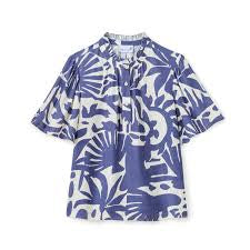 Emery Top-Parrish Geo Print-Coastal Indigo by Cartolina