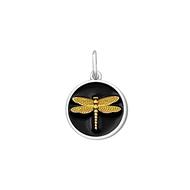 Small 19mm Pendant Gold Dragonfly in Black by Lola & Company
