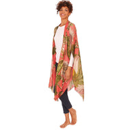 Coral Passion Flower Long Kimono by One Hundred Stars
