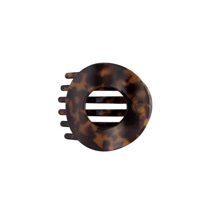 Tortoise Medium Flat Circle Hair Clip by Teleties