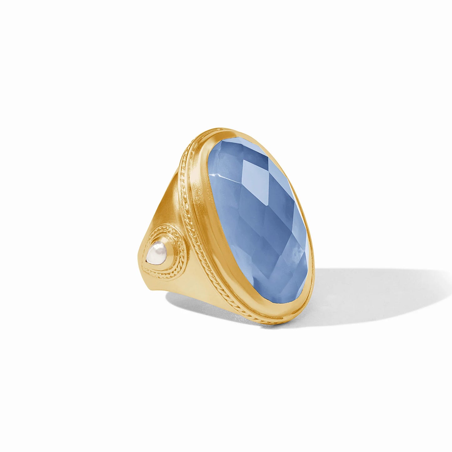 Cannes Statement Ring in Iridescent Chalcedony Blue by Julie Vos