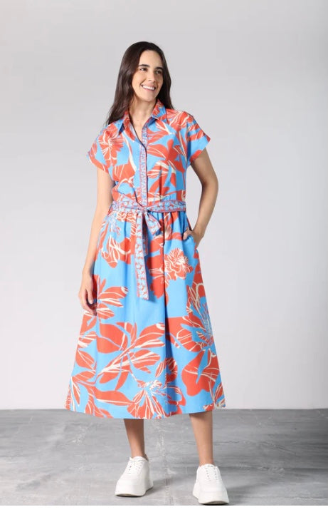 Rylie Dress in Coral Florals by Maude Vivante