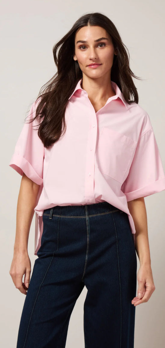 Corinna Oversized Cropped Shirt in Rose by Lysse