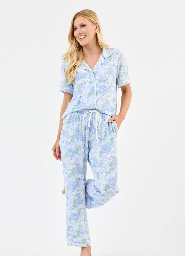 Women's Charlotte Pants Set | Sweetbriar Lattice Blue by Mary Square
