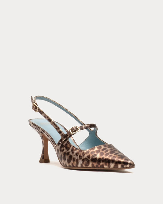Vivi Pumps in Metallic Leopard Leather by Frances Valentine