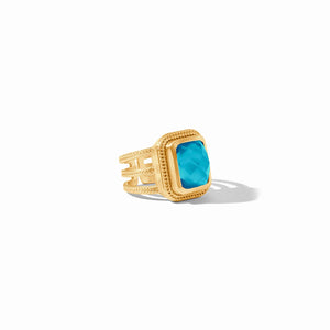 Cheval Statement Ring in Gold Iridescent London Blue by Julie Vos