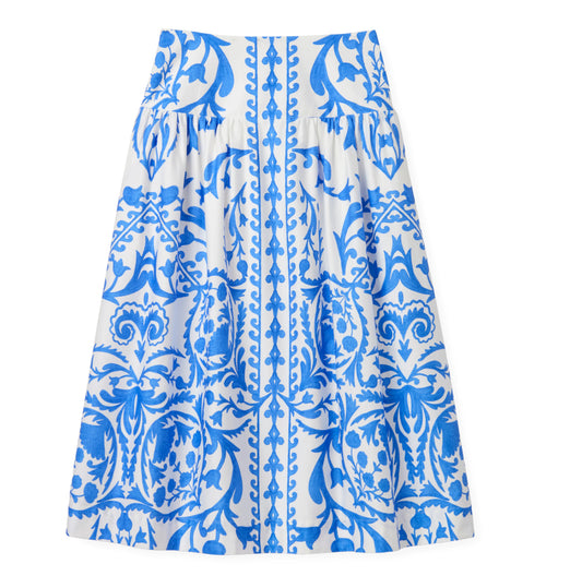Georgia Skirt in Faraway Print-Provence Blue by Cartolina