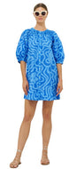 Embroidered Burton Mini Dress in Ashbury Blue by Oliphant