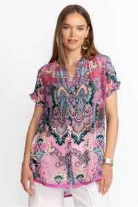 Zoli Tape Hem Burnout Tunic in Paisley Melody by Johnny Was