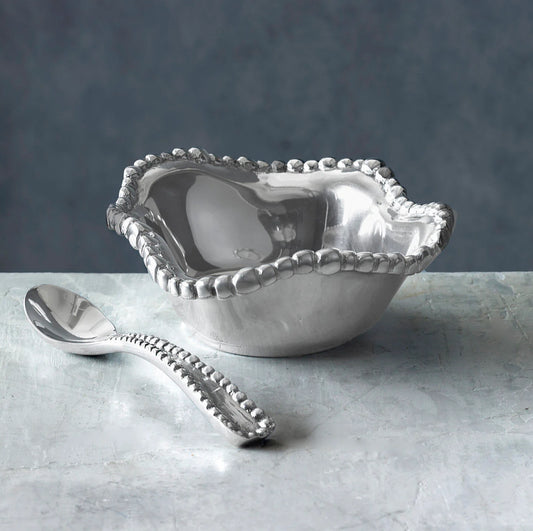 Giftables Organic Pearl Bowl with Spoon in Silver by Beatriz Ball