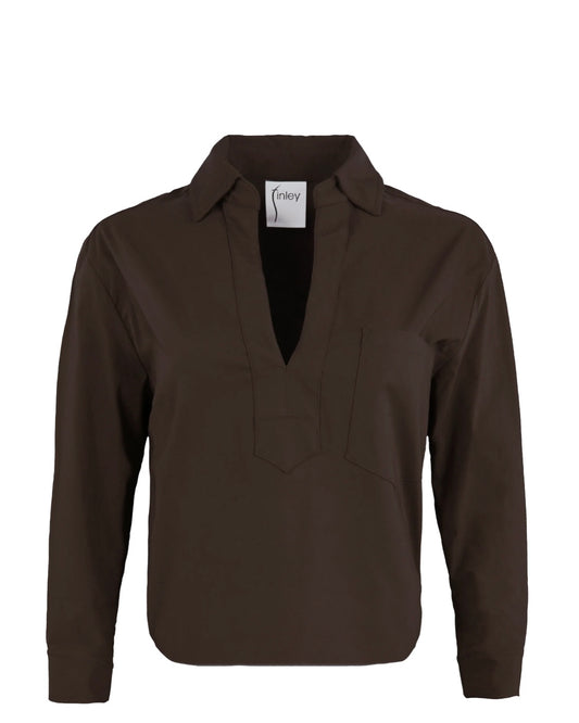 Joni Popover Poplin Shirt in Chocolate by Finley