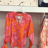 Candace Top in OrangePink  Royal Hawaiian Print by Finley