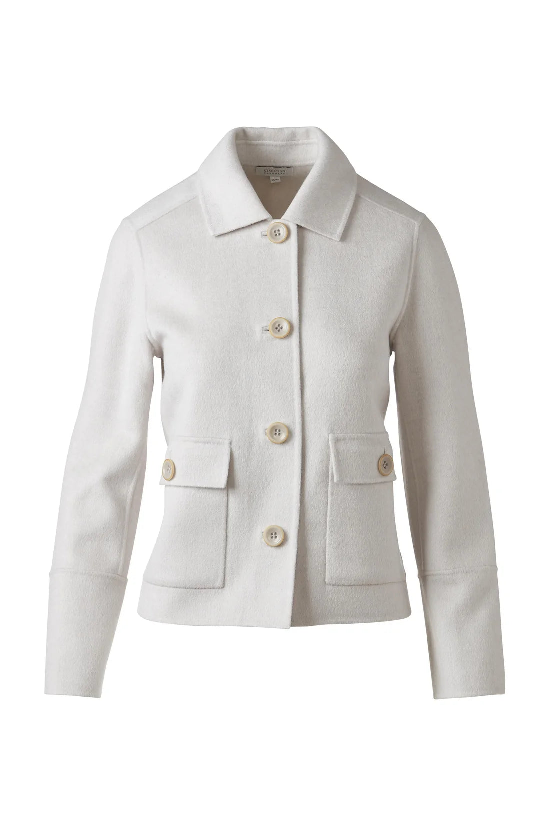 Pleat Back Short Coat in Birch by Kinross Cashmere