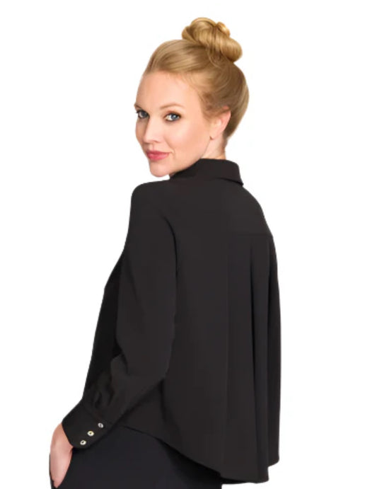 Cropped Pleated Back Blouse in Black by Estelle and Finn(9453)