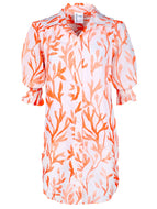 Miller Dress in Coral/White Print (lined) by Finley