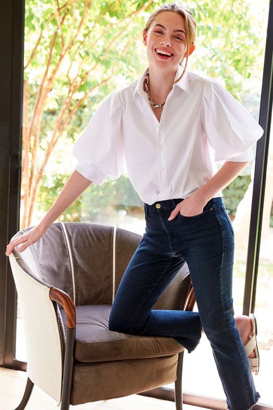 Bomba Shirt in White Silky Poplin by Finley