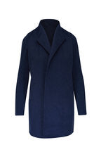 Rib Sleeve Coat in Navy by Kinross Cashmere