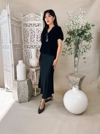 Silky Slip Skirt in Black by Milio Milano